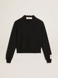 Women's round-neck sweater in dark blue cotton| Golden Goose