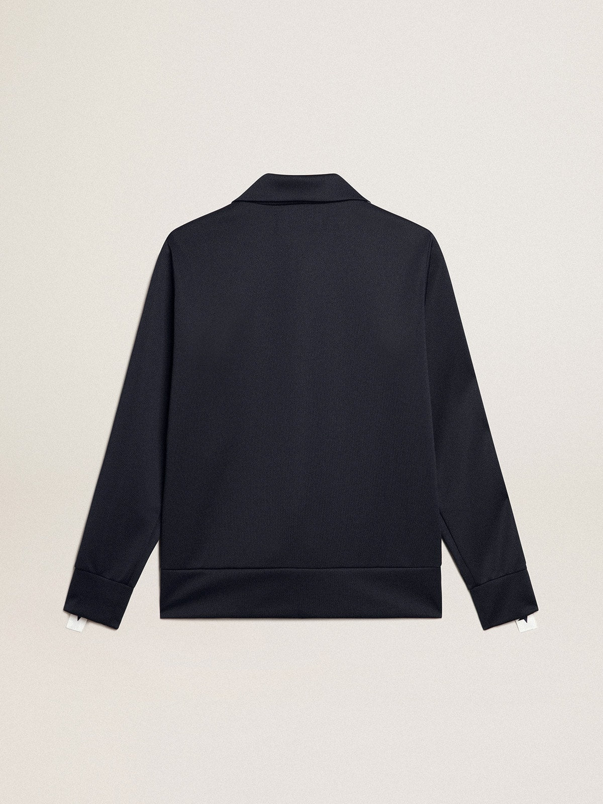 Dark blue zipped sweatshirt with white strip and contrasting stars| Golden Goose