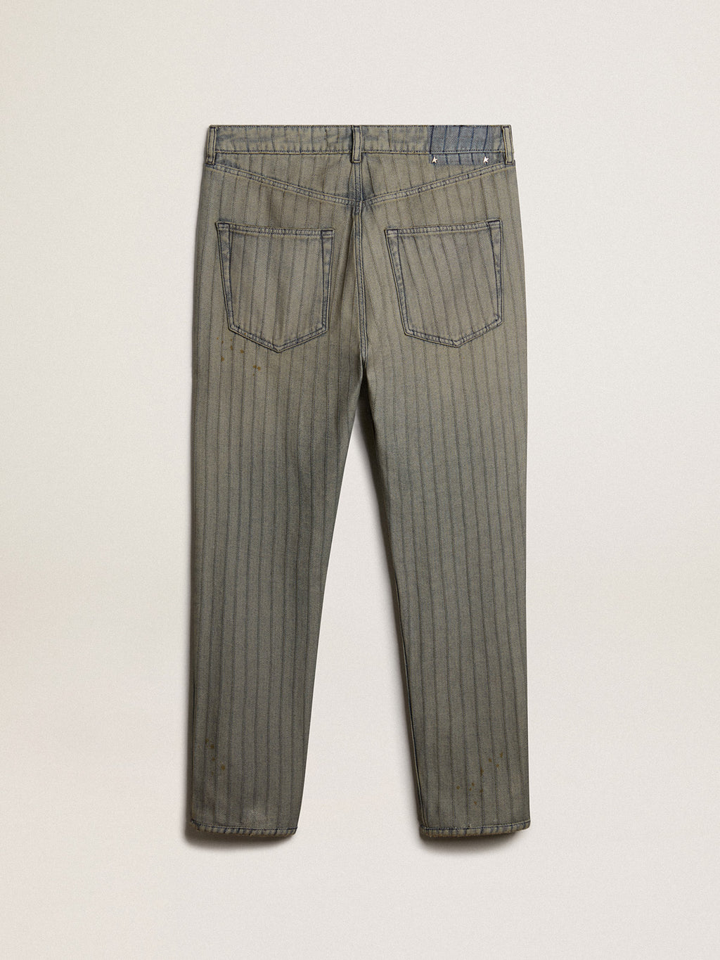 Men's gray pants in striped denim| Golden Goose