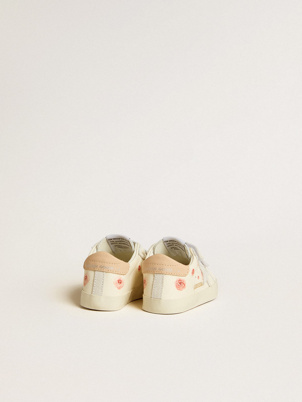 Baby School in nappa leather with pink rose motif and white suede star| Golden Goose