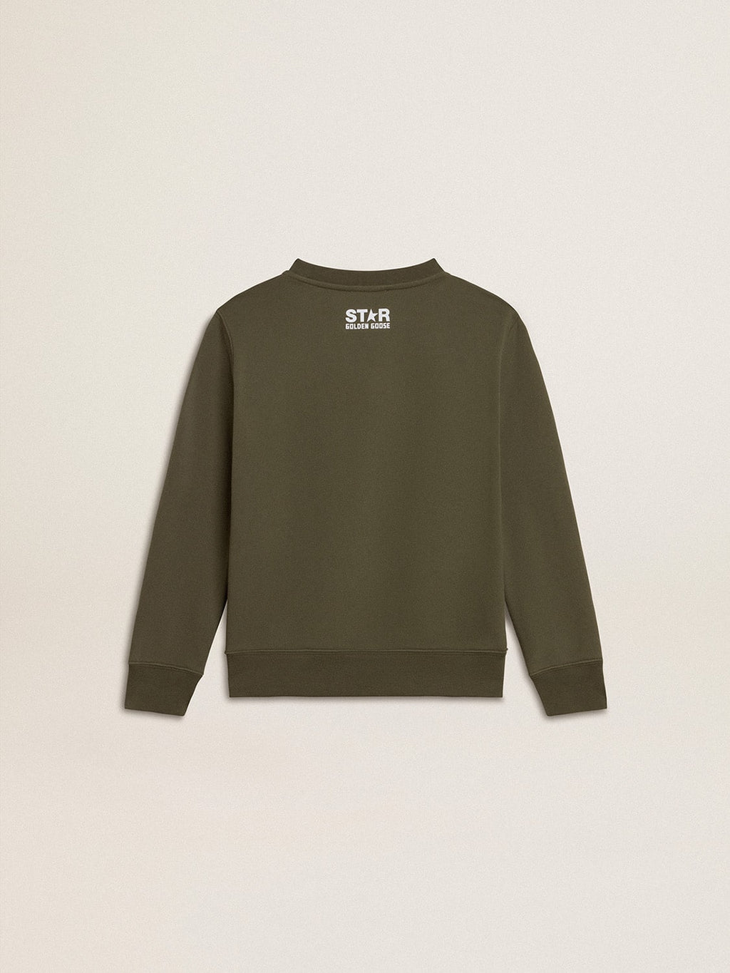 Boys' dark green sweatshirt with white maxi star on the front| Golden Goose