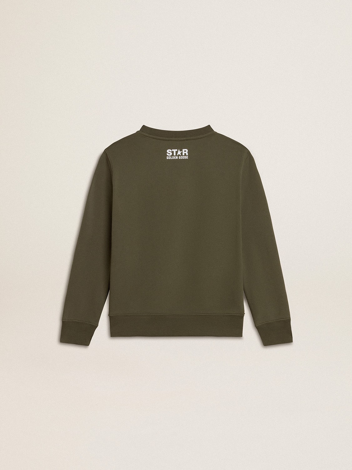 Boys' dark green sweatshirt with white maxi star on the front| Golden Goose