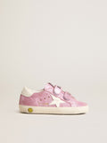 Young Old School in metallic pink suede with white leather star and heel tab| Golden Goose