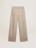 Pants in light beige wool gabardine| Golden Goose
