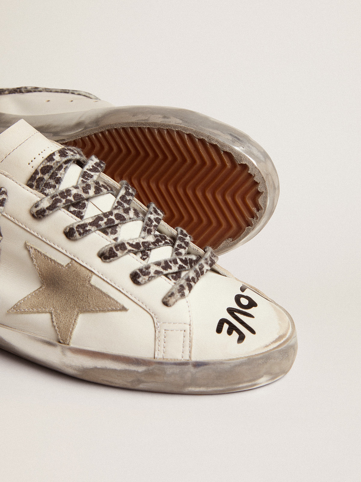 Women's Super-Star in white leather with gray suede star| Golden Goose
