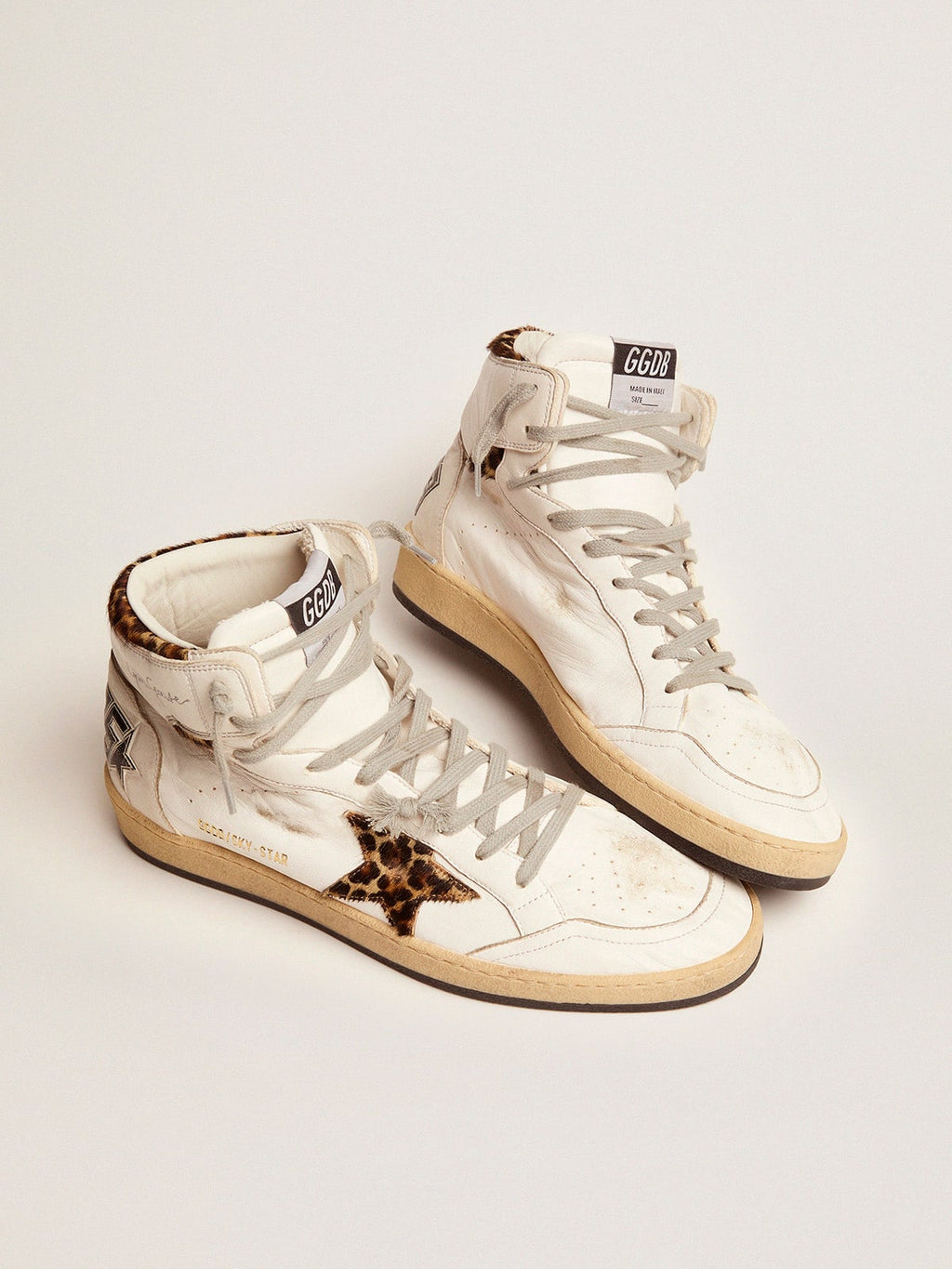 Women's Sky-Star high-top sneakers in leopard-print pony skin| Golden Goose