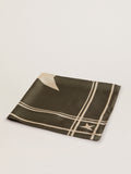 Moss green scarf with contrasting white stripes and stars| Golden Goose