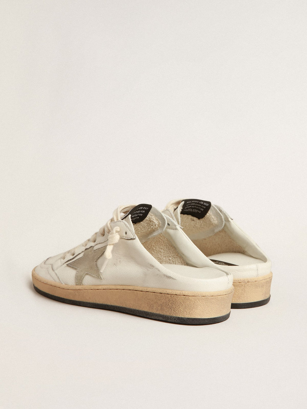Ball Star Sabots in nappa leather with ice-gray suede star| Golden Goose
