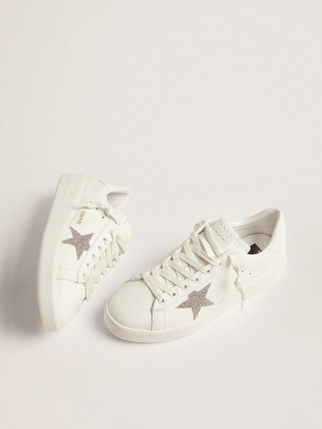 Women's Purestar in white leather with silver Swarovski crystal star| Golden Goose