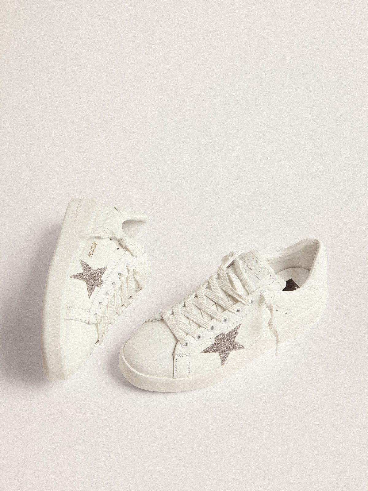 Women's Purestar in white leather with silver Swarovski crystal star| Golden Goose