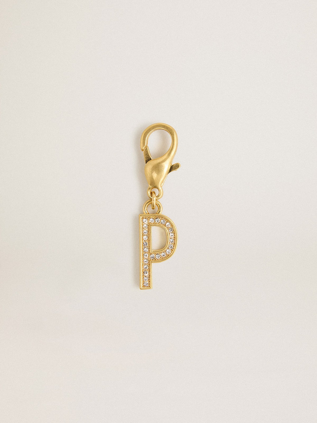 Letter P charm in gold-colored brass with crystals| Golden Goose