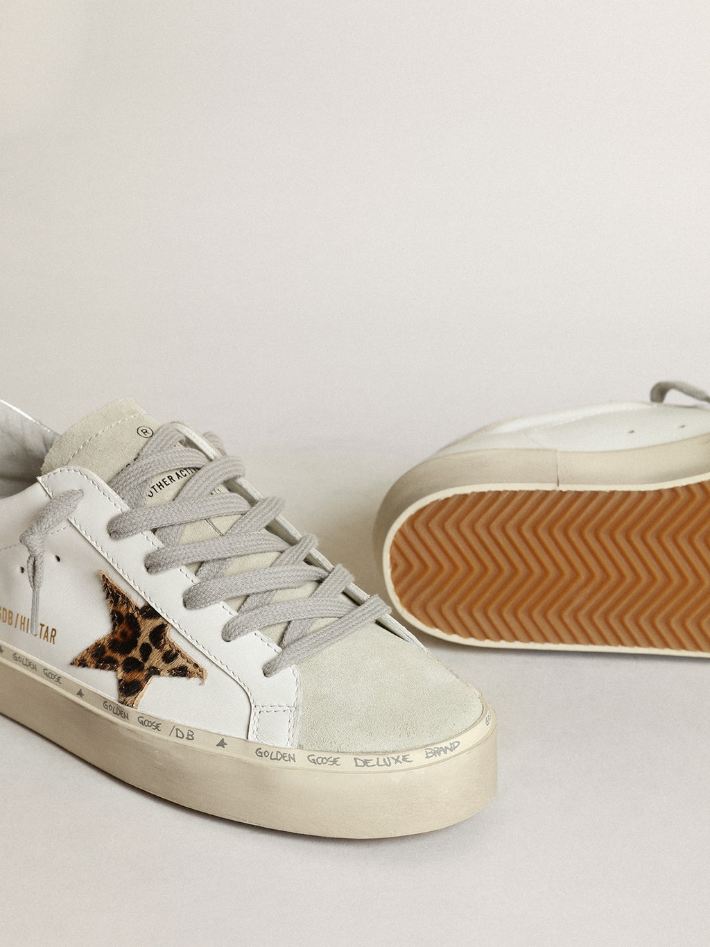 Women's Hi Star with star in leopard print pony skin and silver heel| Golden Goose