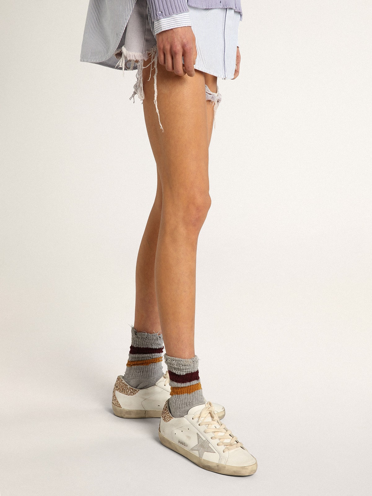 Women's Super-Star with silver leather star and snake print| Golden Goose