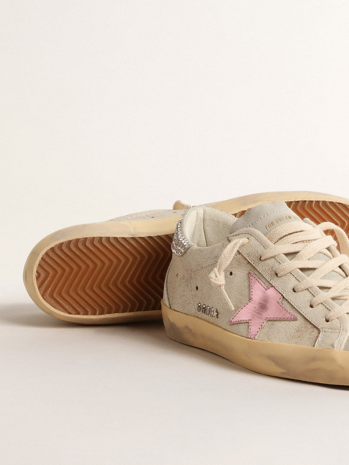Super-Star LTD in ecru with Swarovski crystal heel tab| Golden Goose