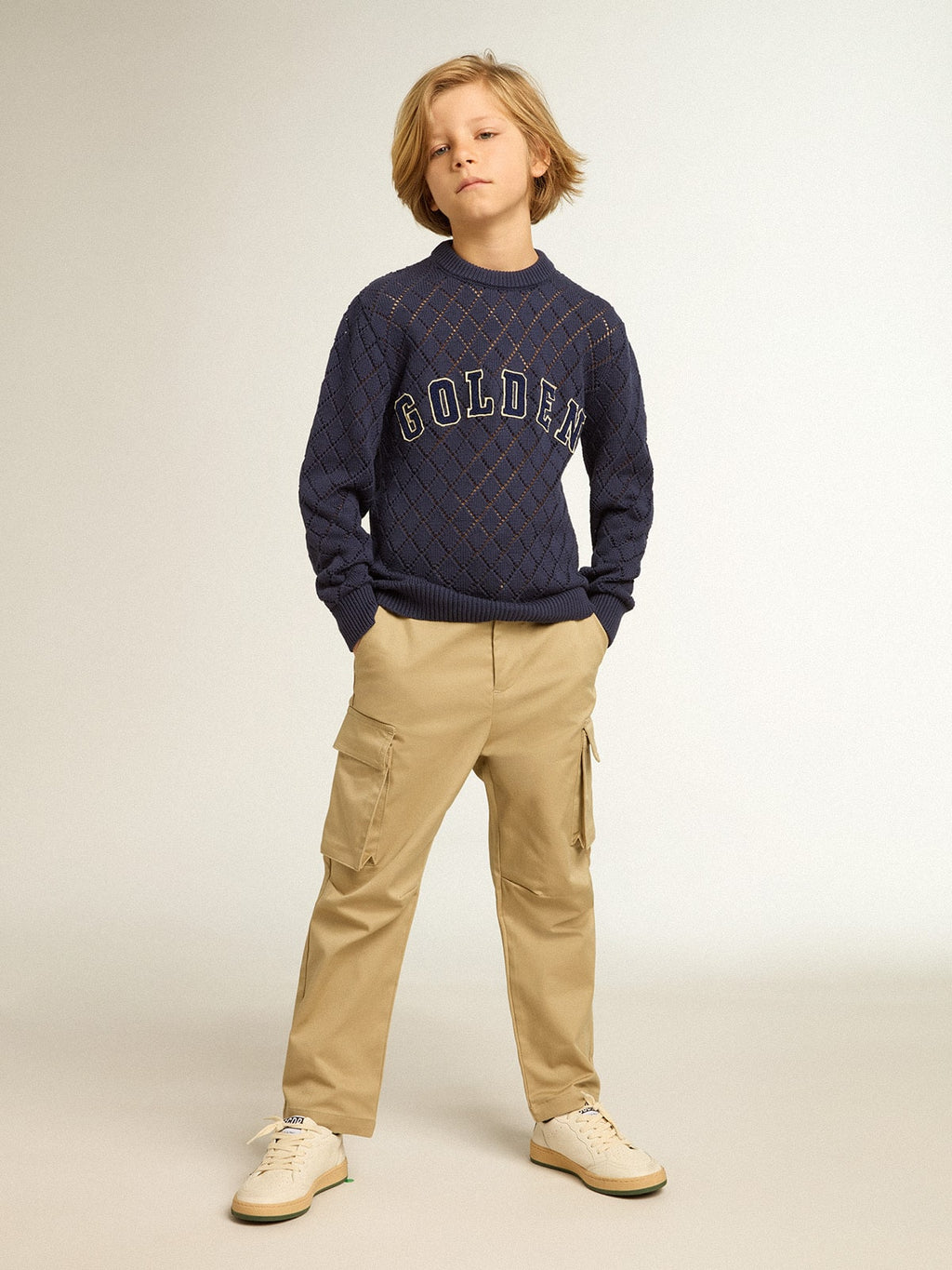 Boys' sand-colored cargo pants| Golden Goose