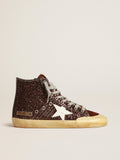 Francy Penstar in brown glitter with white leather star| Golden Goose