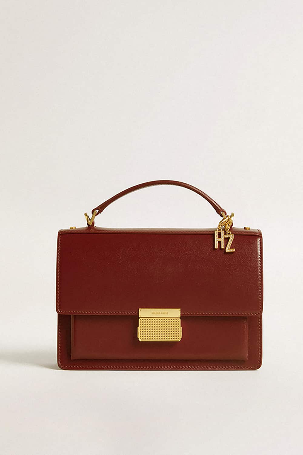 Letter H charm in gold-colored brass with crystals| Golden Goose