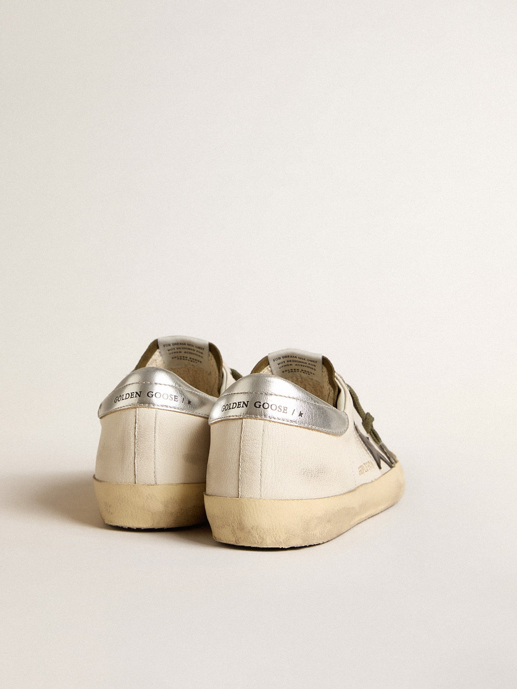 Men's Super-Star LTD in nappa leather with black leather star and silver heel tab| Golden Goose