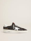 Stardan in black nubuck and mesh with gray leather star and heel tab| Golden Goose