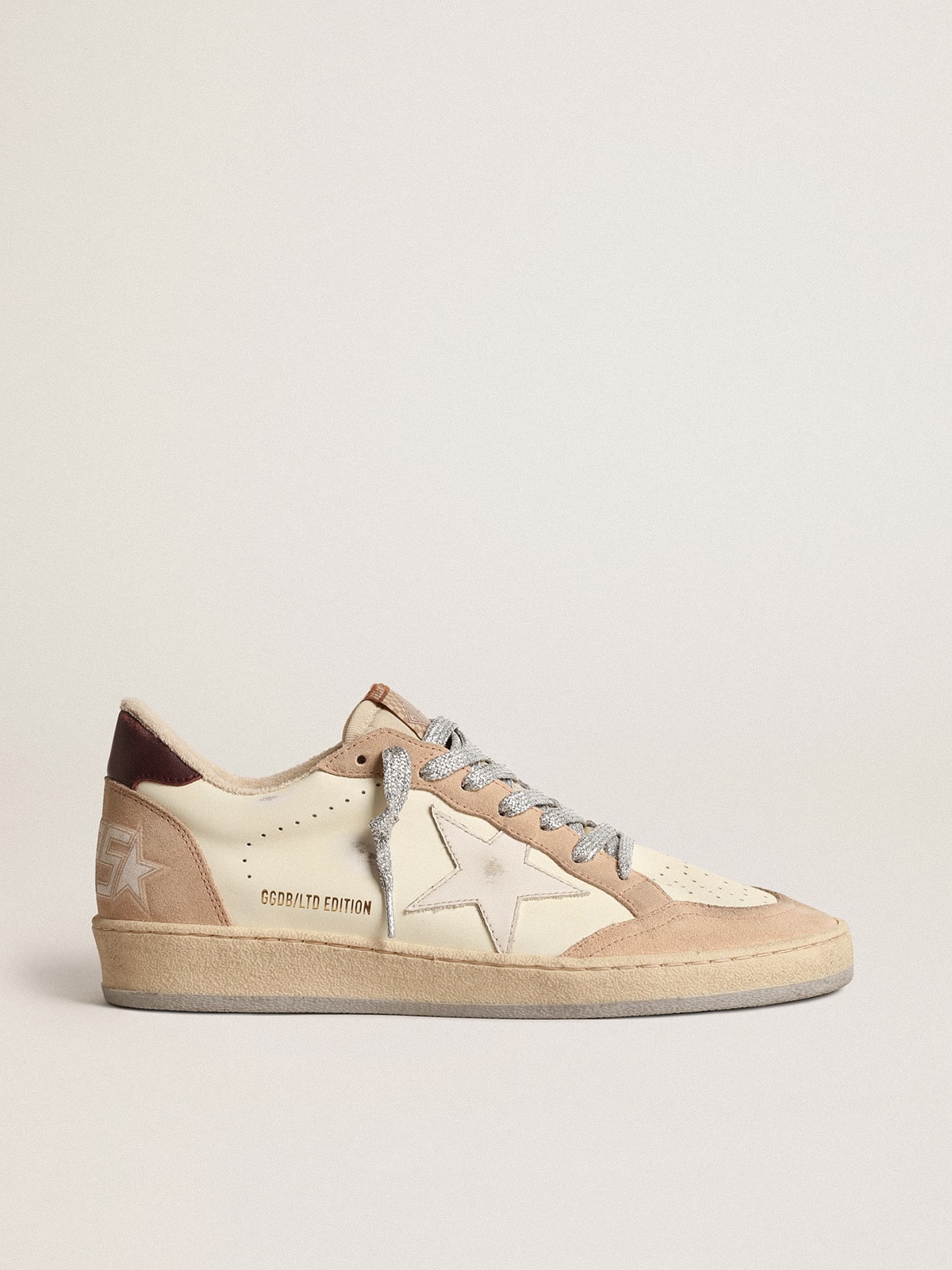 Women's Ball Star LTD with white star and burgundy leather heel tab| Golden Goose