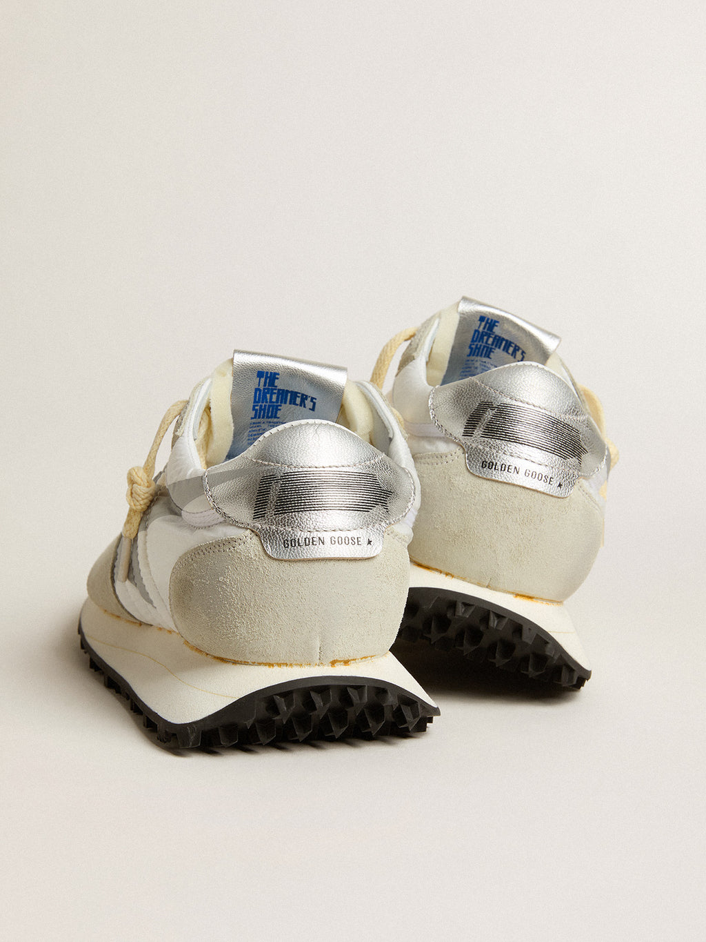 Women's Marathon with white nylon upper and silver star| Golden Goose