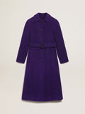 Women's coat in indigo purple wool with printed lining| Golden Goose