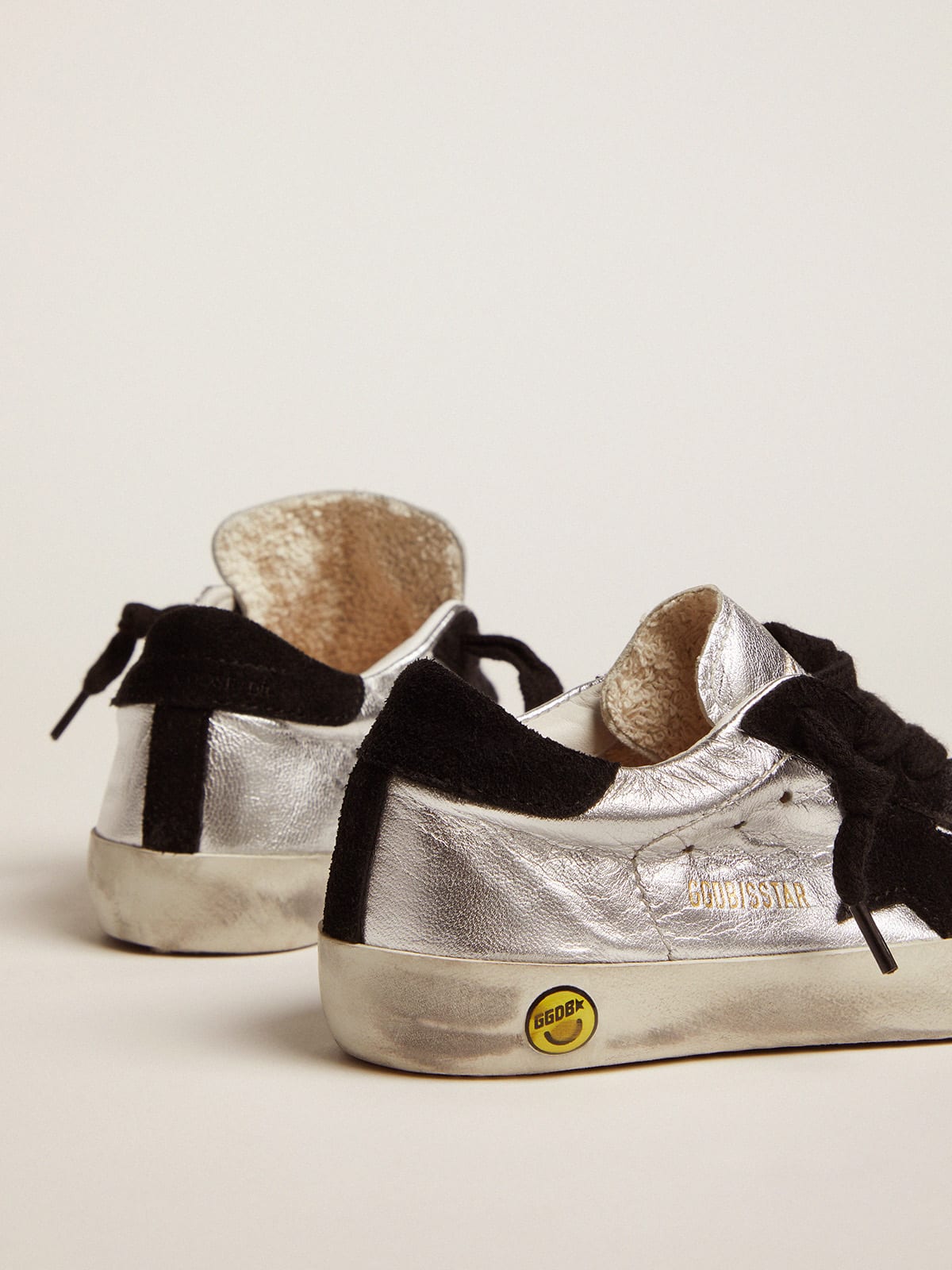 Super-Star sneakers in silver leather with suede inserts| Golden Goose