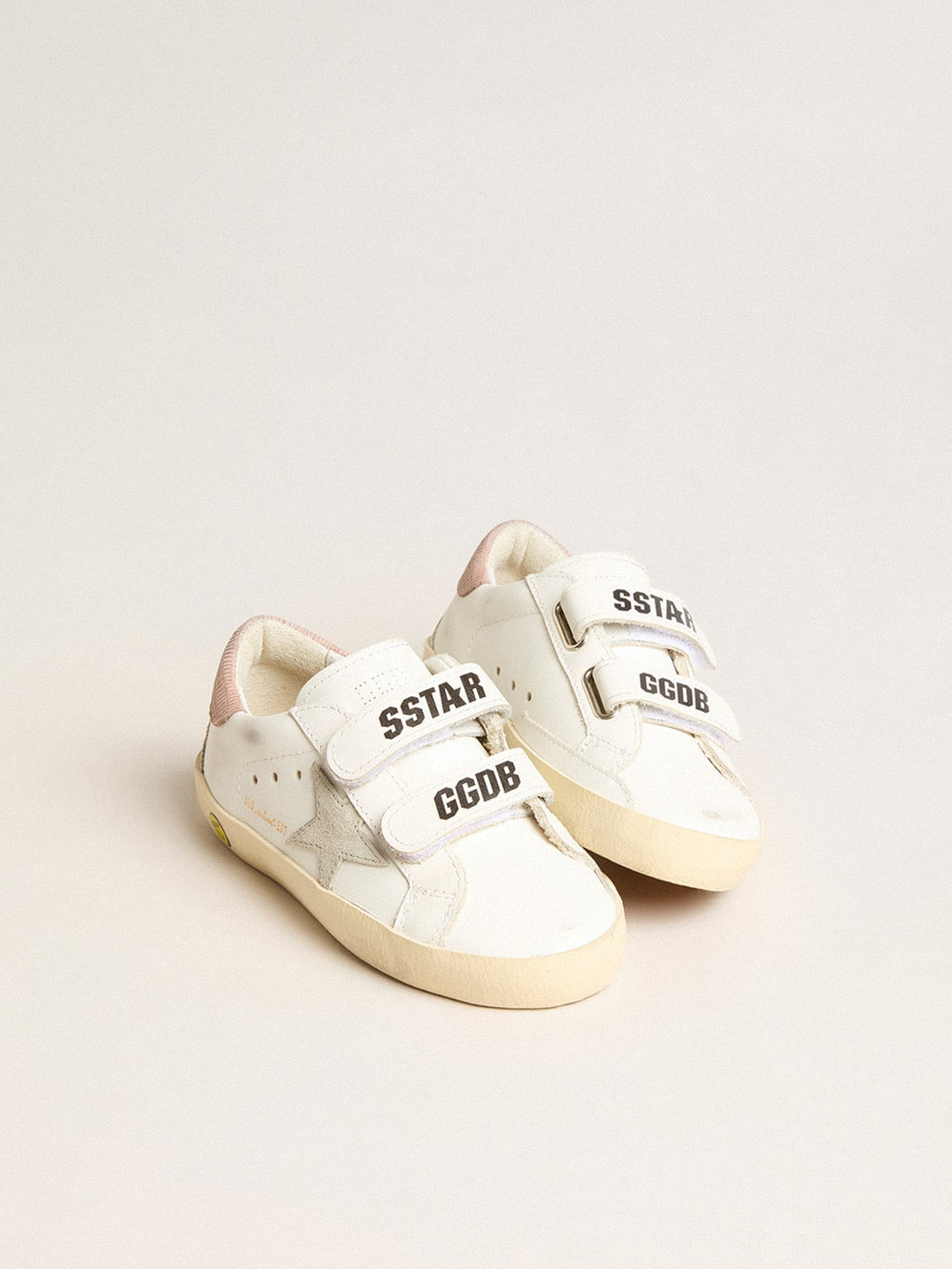 Junior Old School in leather with gray suede star and old rose heel tab| Golden Goose