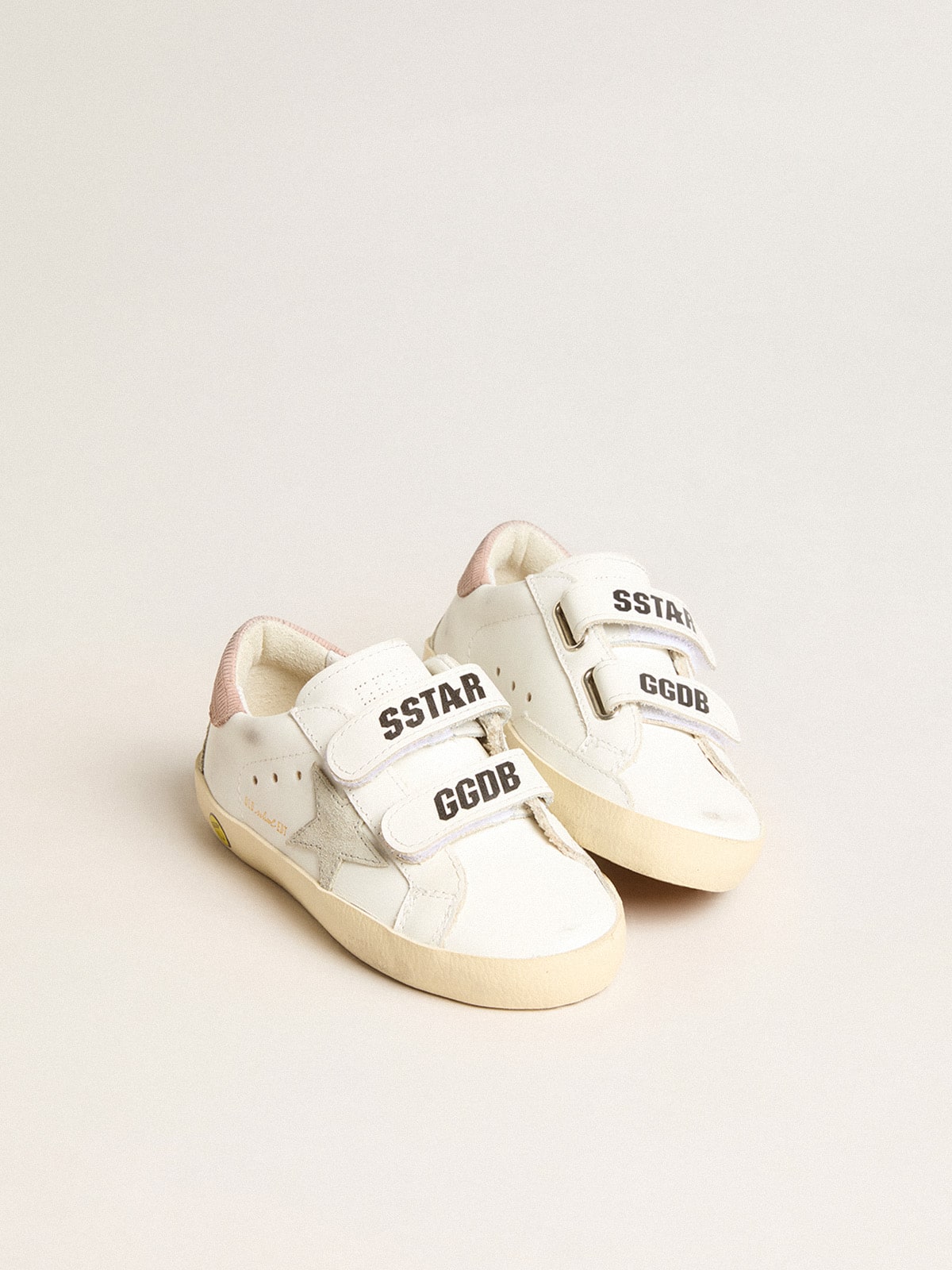 Junior Old School in leather with gray suede star and old rose heel tab| Golden Goose