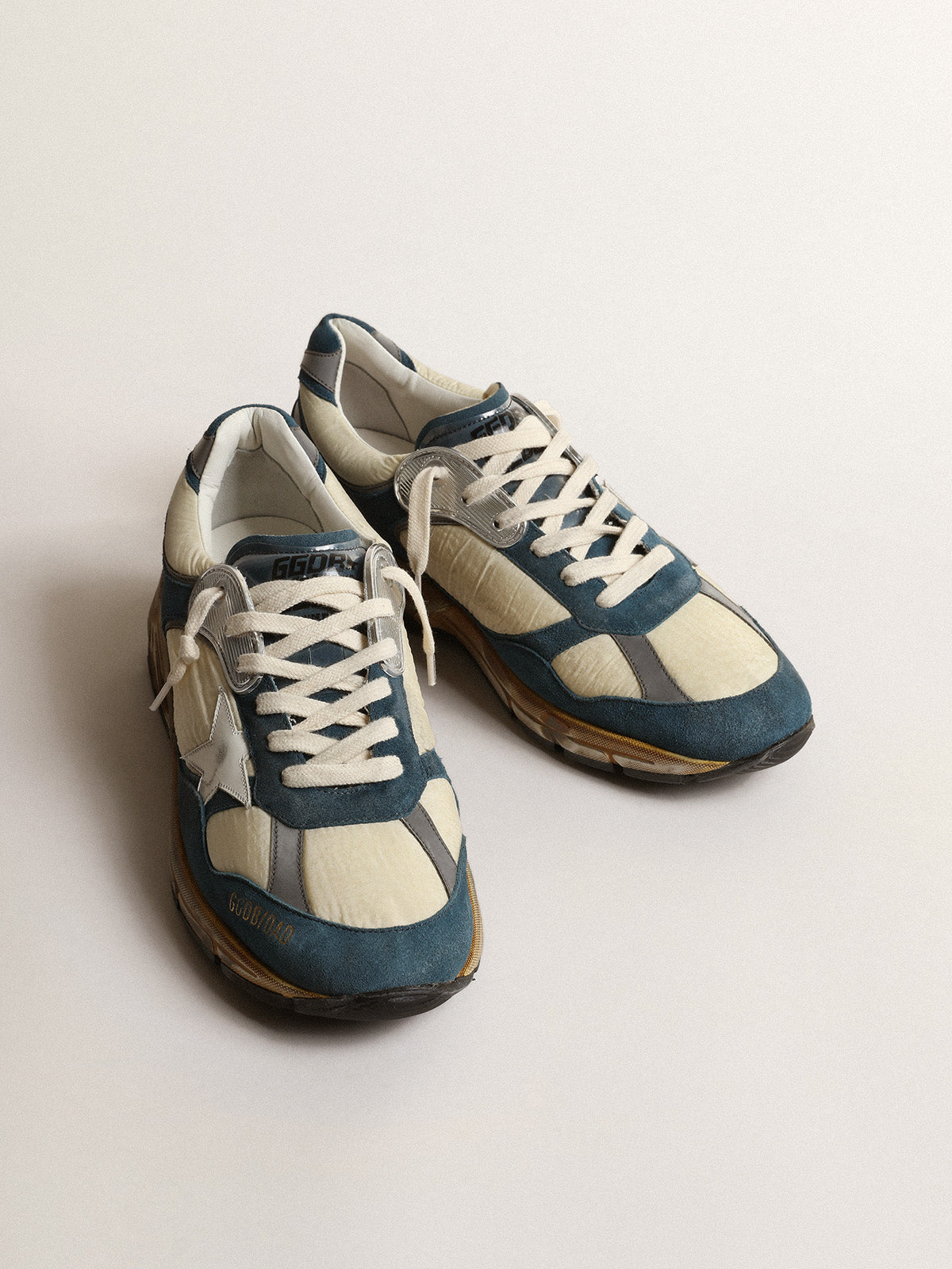 Men's Dad-Star in petrol-blue suede with white leather star| Golden Goose