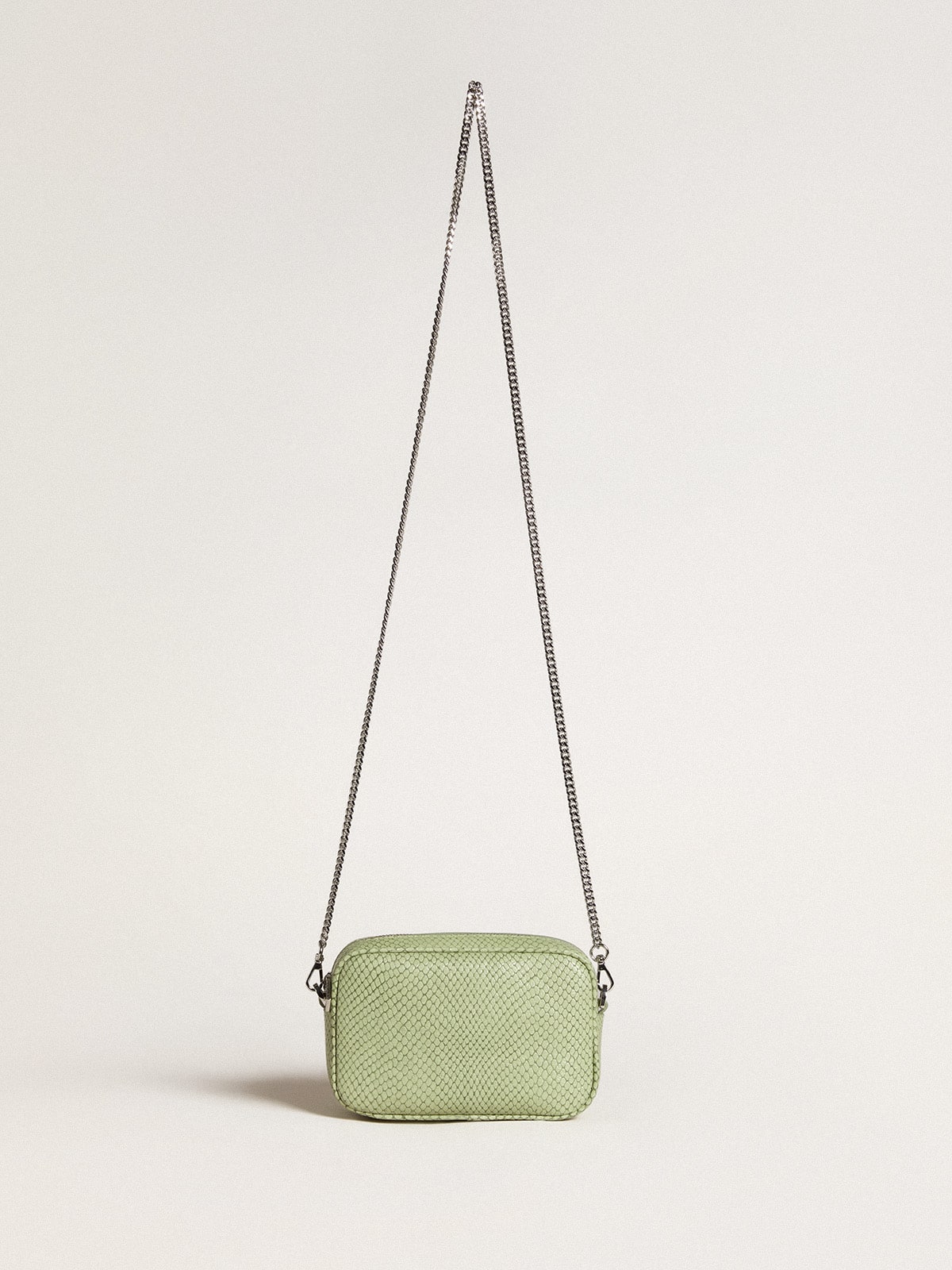 Mini Star Bag in light green snake-print leather| Golden Goose