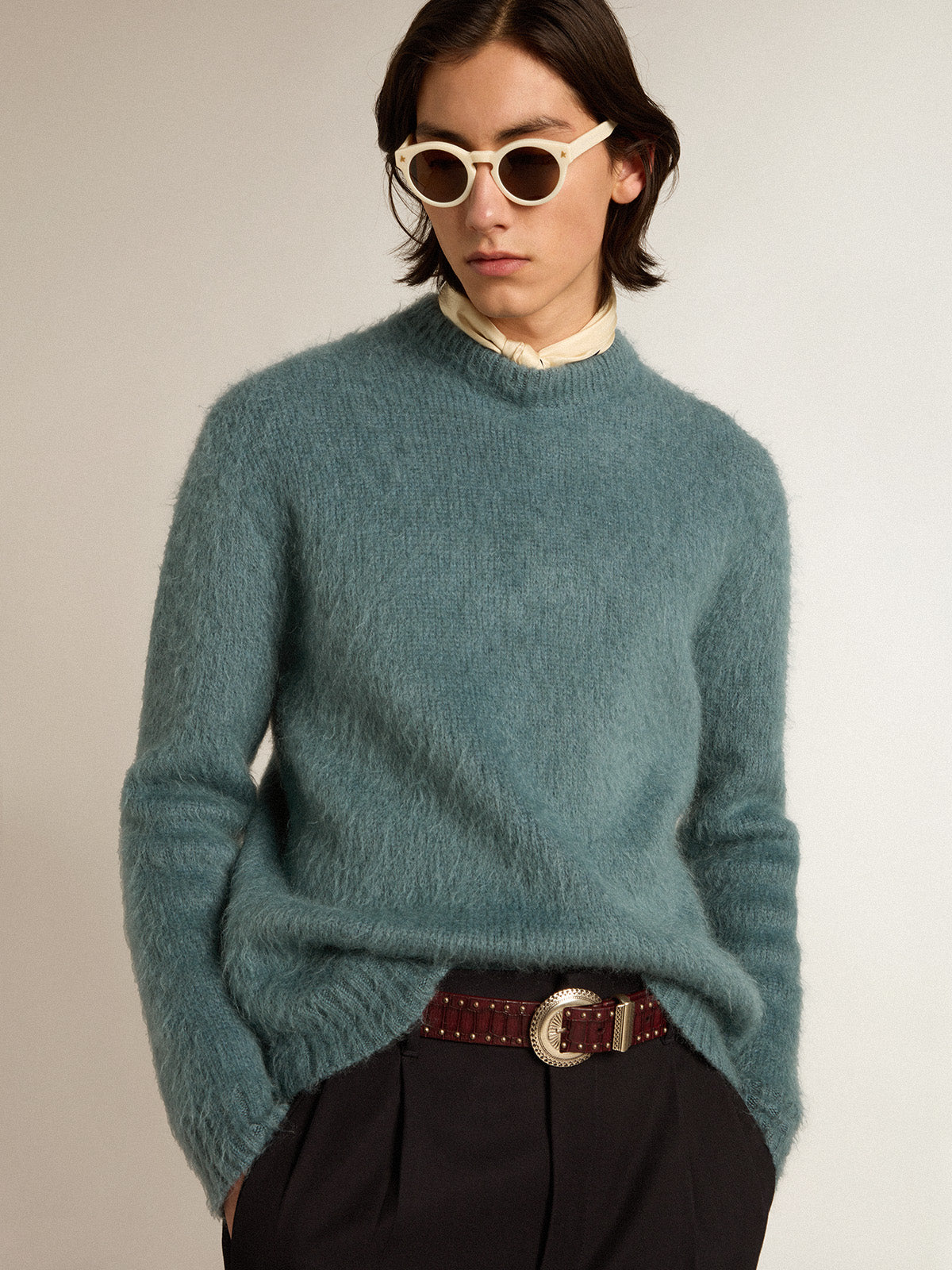 Powder-blue mohair sweater| Golden Goose