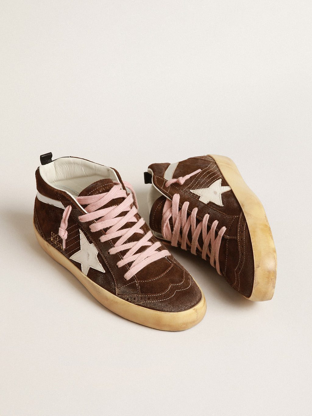 Mid Star in brown suede with white leather star| Golden Goose