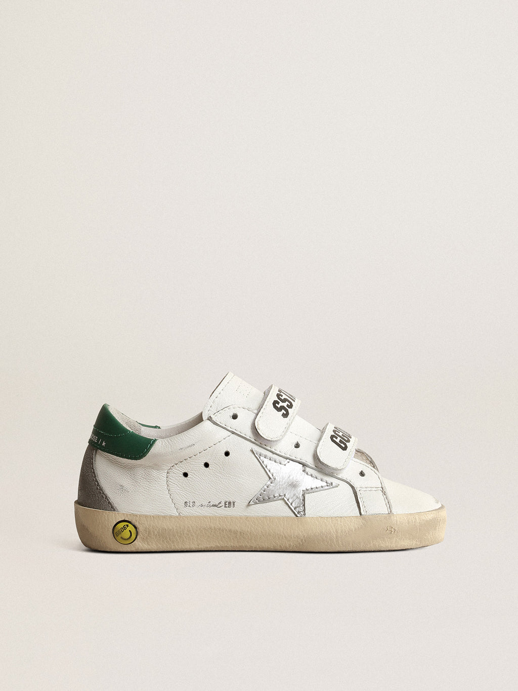Old School Teen with metallic leather star and green heel tab| Golden Goose