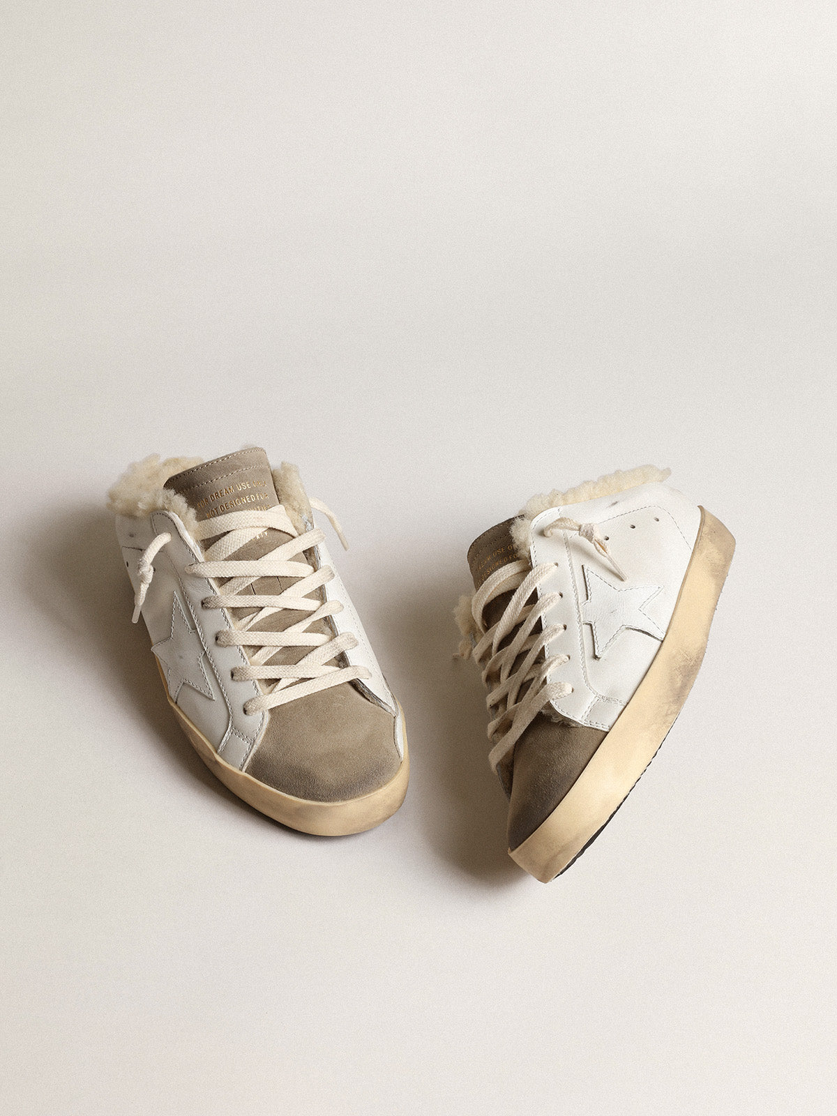 Super-Star Sabots with white leather star and shearling lining| Golden Goose