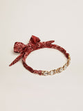 Women's necklace in antique gold color with crystals and printed scarf| Golden Goose
