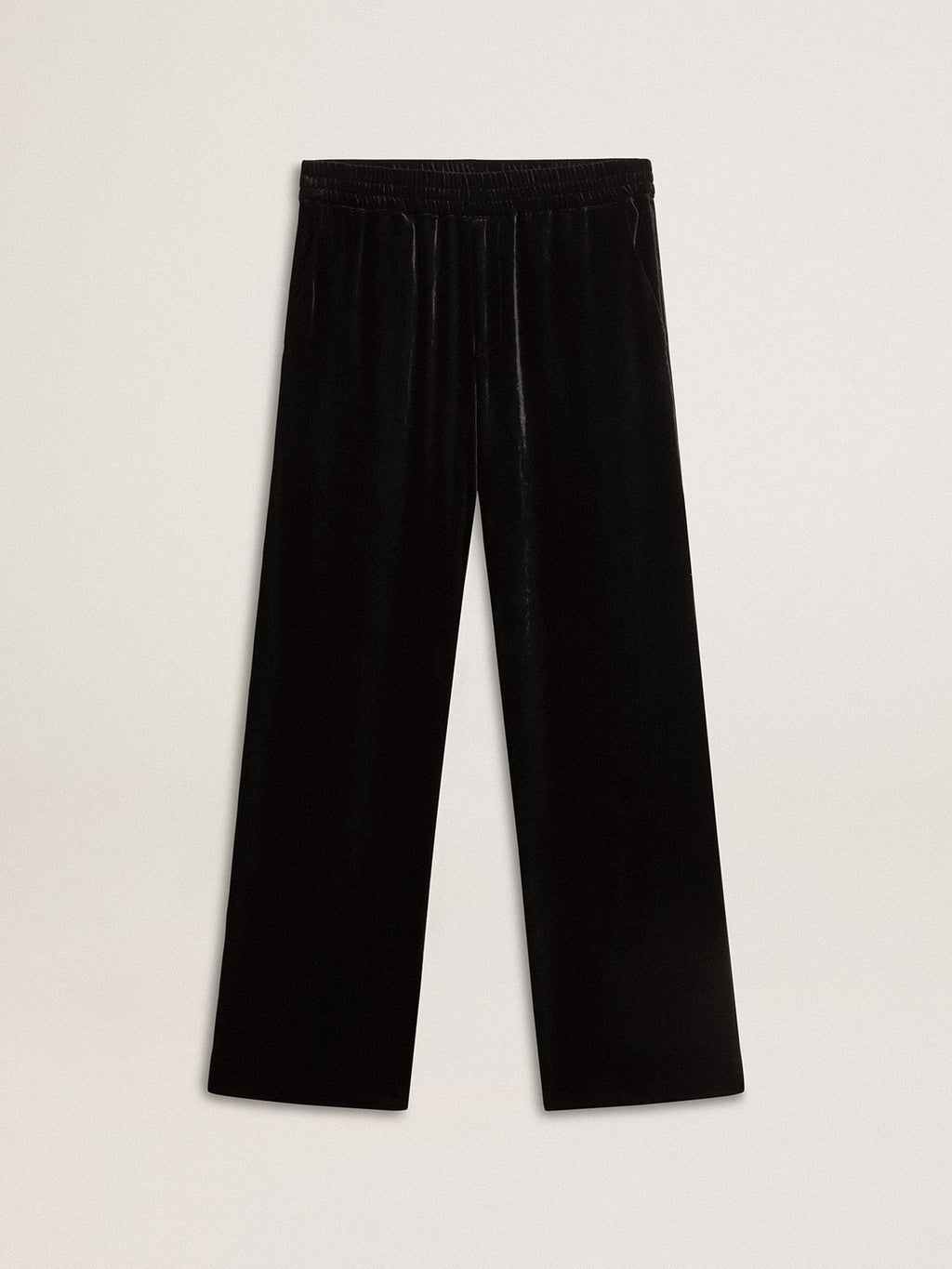 Men's black velvet effect pants| Golden Goose