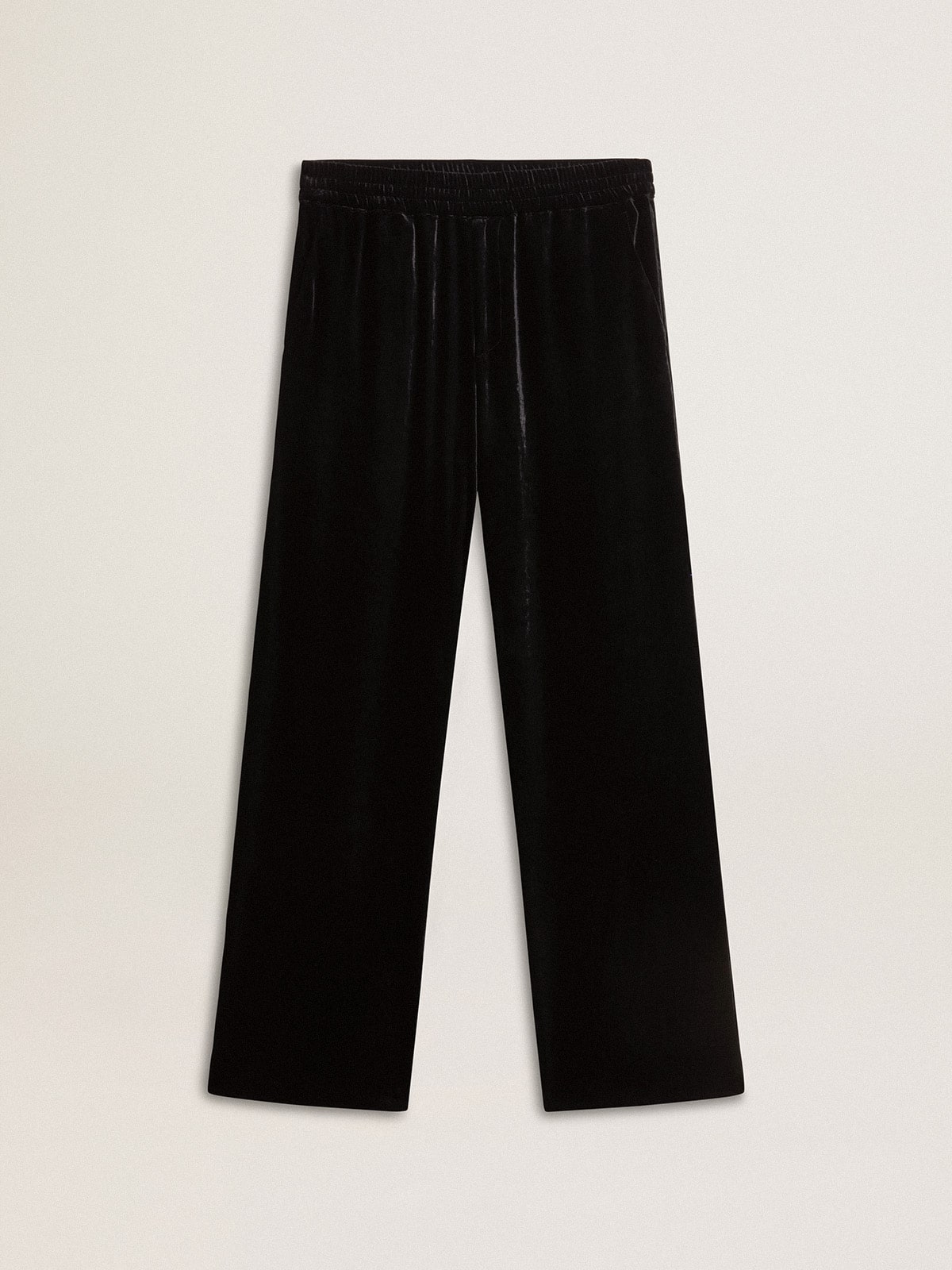 Men's black velvet effect pants| Golden Goose