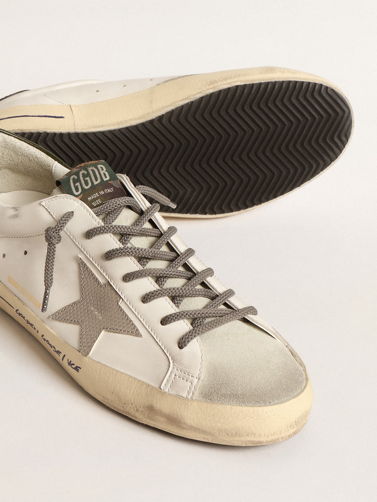 Super-Star LTD with croc-print star and green heel tab| Golden Goose