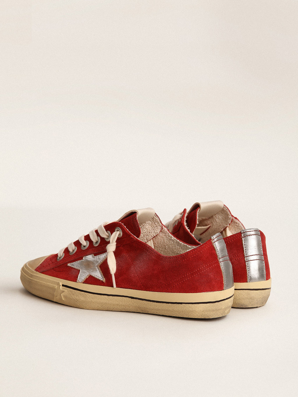 Men's V-Star LTD in dark red suede with silver star and heel tab| Golden Goose