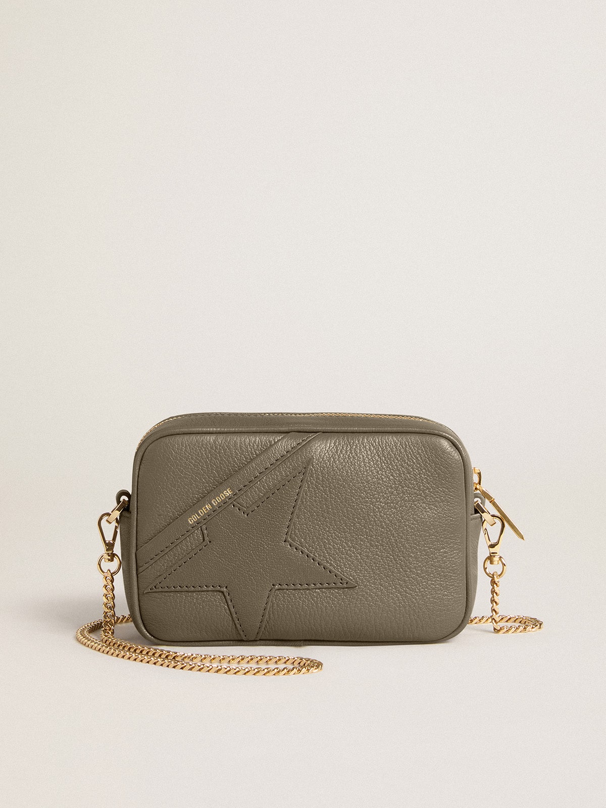 Mini Star Bag in sage-green leather with tone-on-tone star| Golden Goose