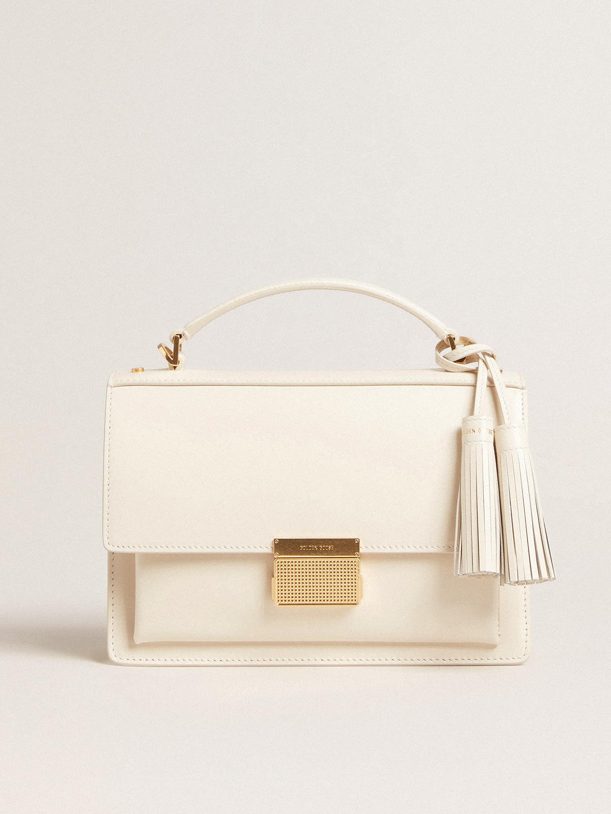 Venezia Bag in butter-colored boarded leather with gold details| Golden Goose
