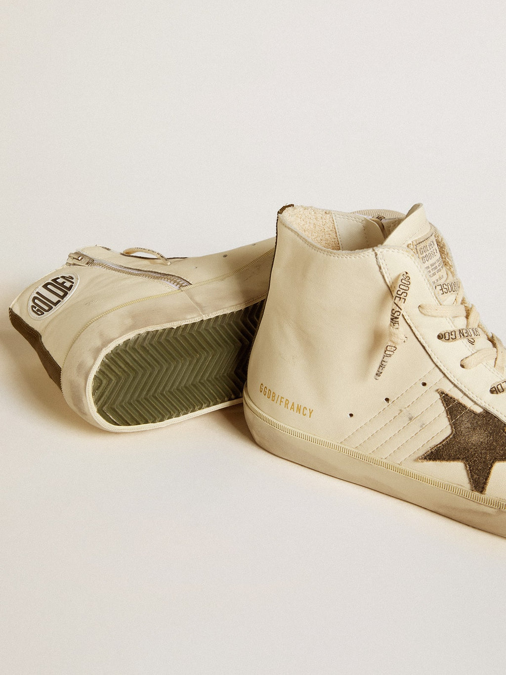 Francy Penstar in nappa with black suede star and cotton heel tab| Golden Goose