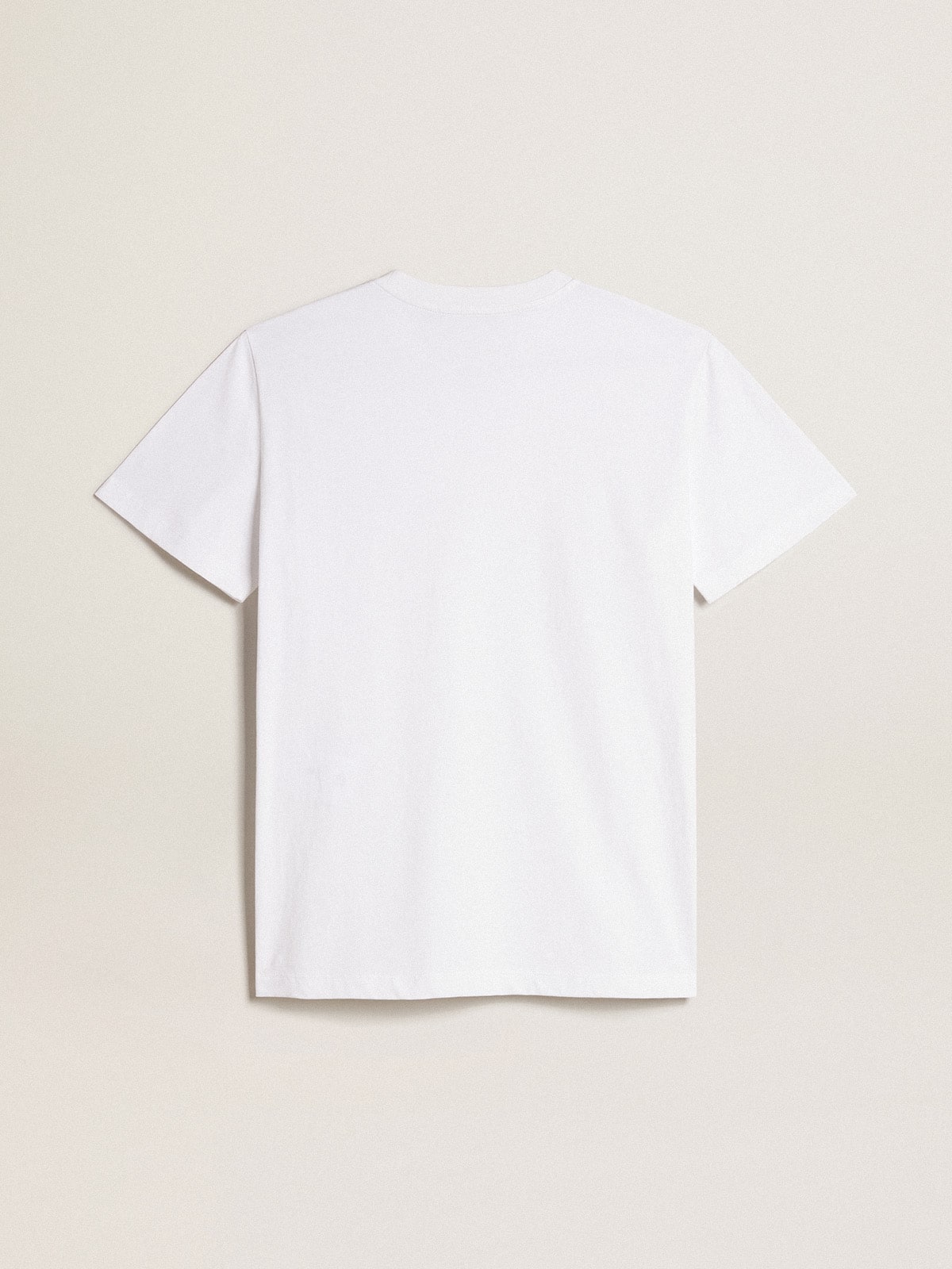 Women's white T-shirt with burgundy star on the front| Golden Goose