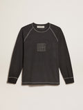 Anthracite T-shirt with white lettering on the front| Golden Goose