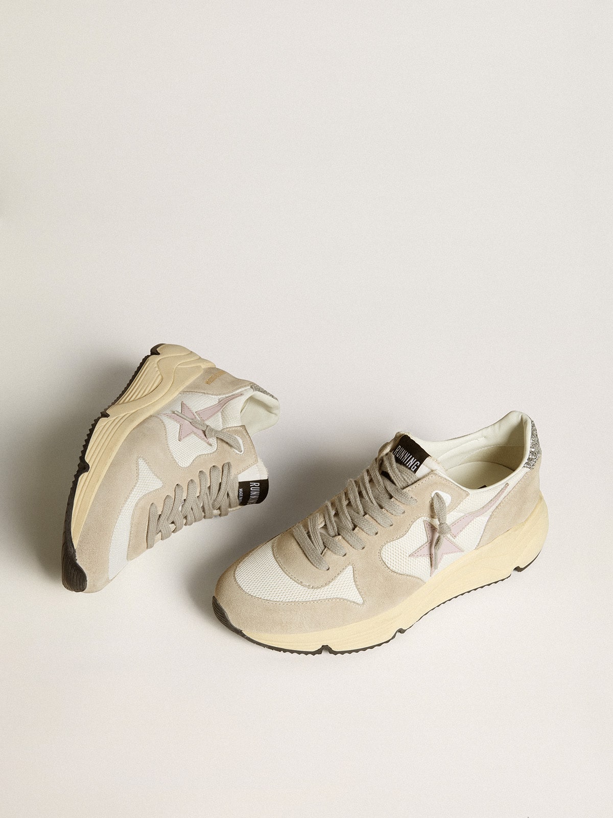 Running Sole LTD in mesh with leather star and glitter heel tab| Golden Goose