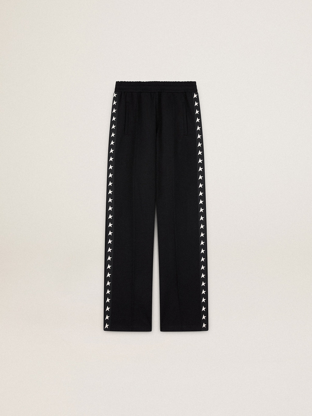 Women's black joggers with white stars on the sides| Golden Goose