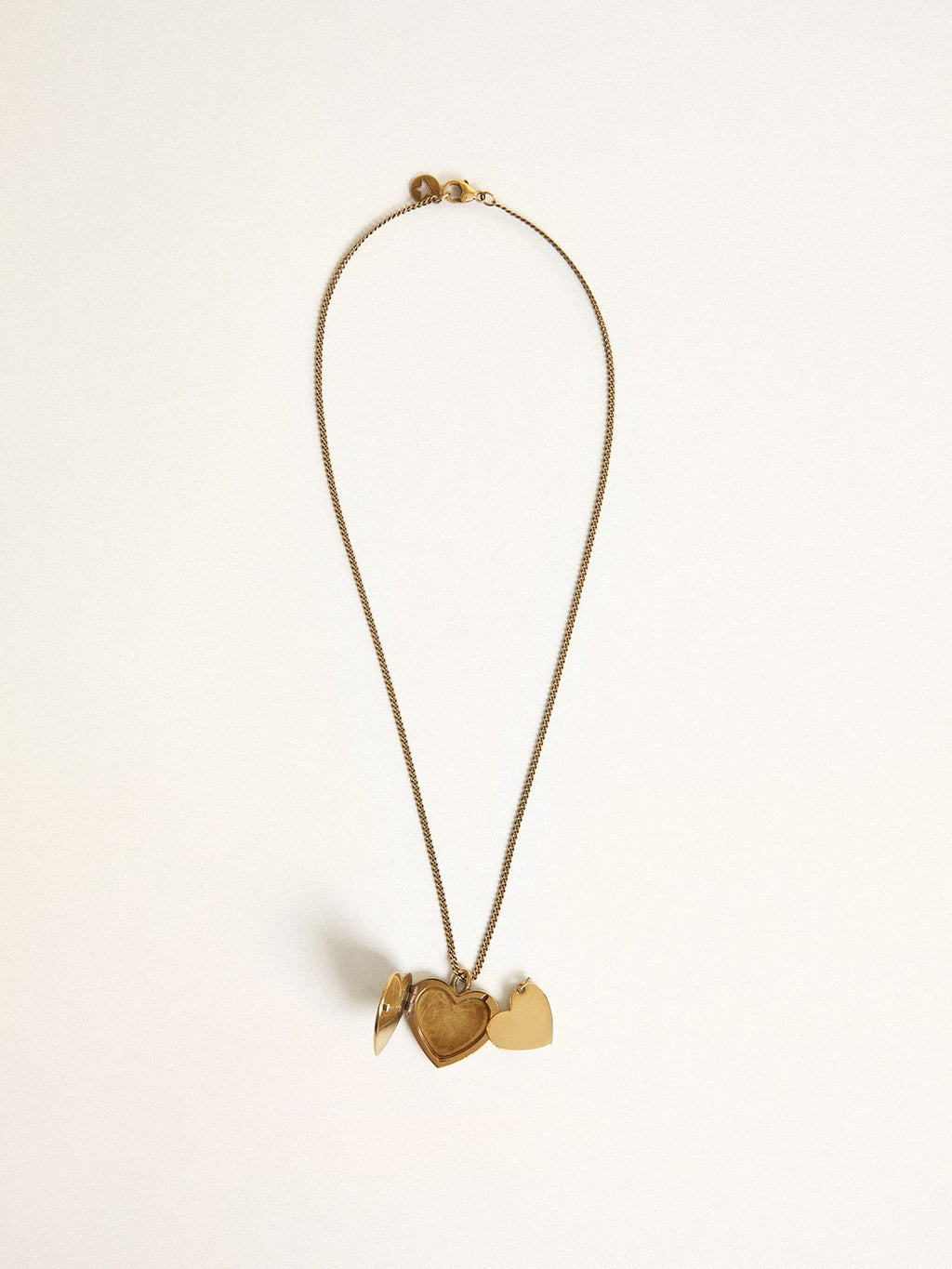 Necklace in antique gold color with heart charms| Golden Goose