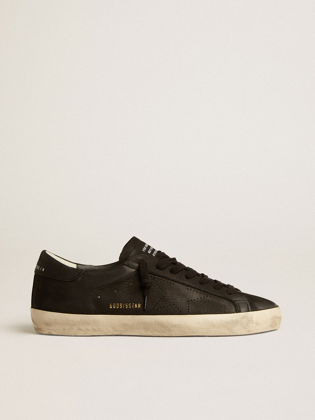 Super-Star in black nubuck with perforated star and black nubuck heel tab| Golden Goose