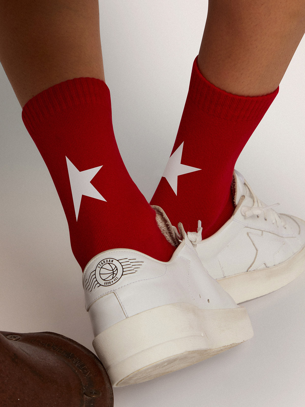 Red cotton socks with white Golden Goose star| Golden Goose